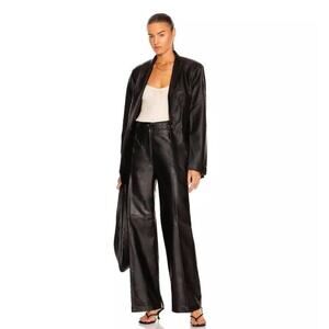 Loulou Studio Noro Lambskin Leather Pants Black Size Small High Rise Wide Leg